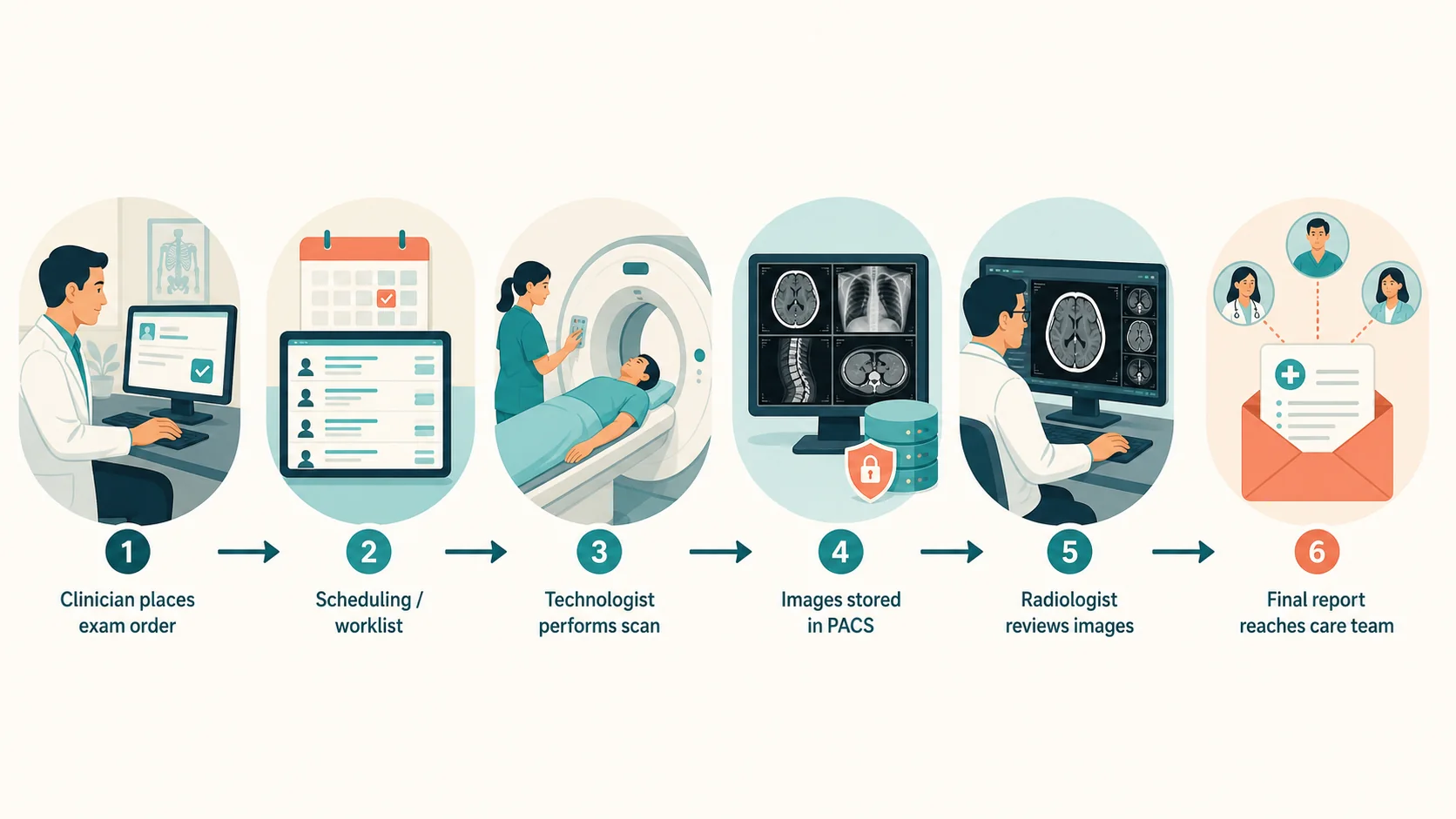 Order-to-report medical imaging workflow